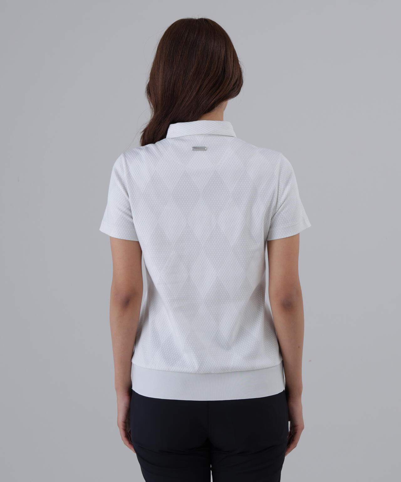 【UVカット】ダイヤジャガード半袖シャツ (WOMENS)