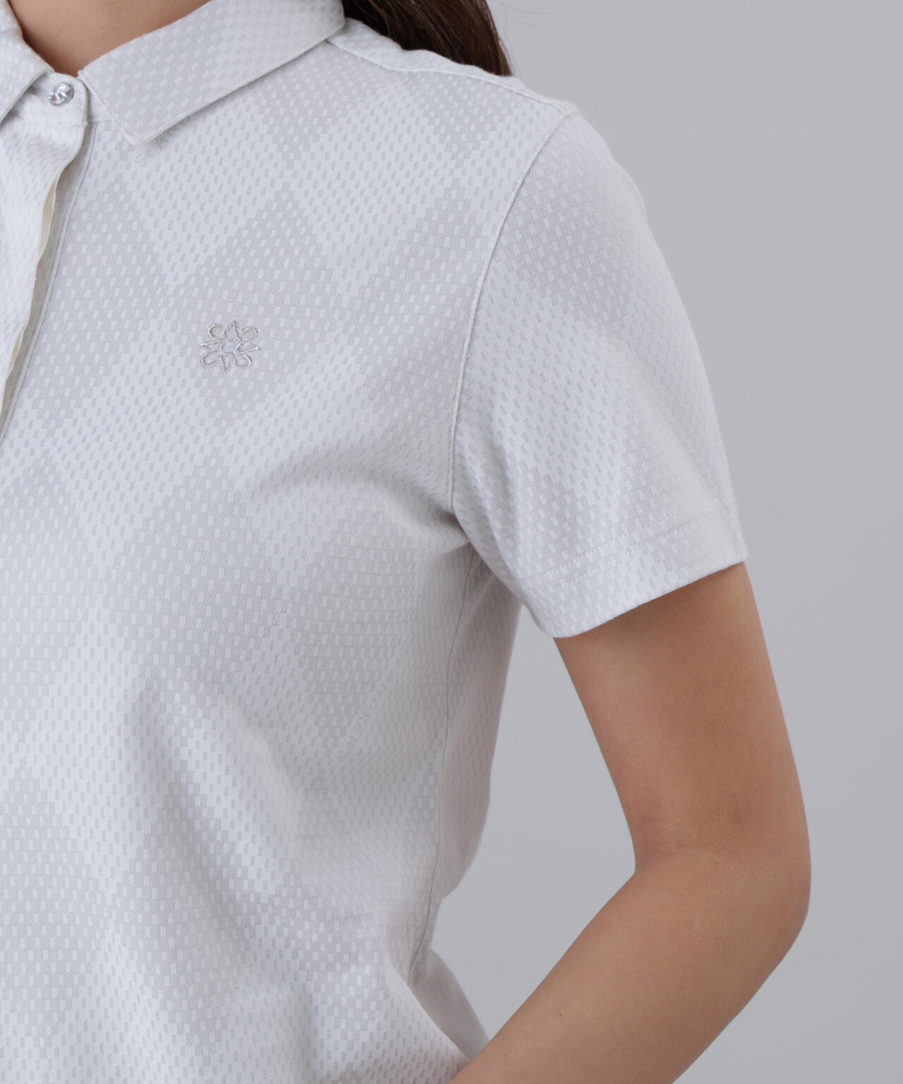 【UVカット】ダイヤジャガード半袖シャツ (WOMENS)