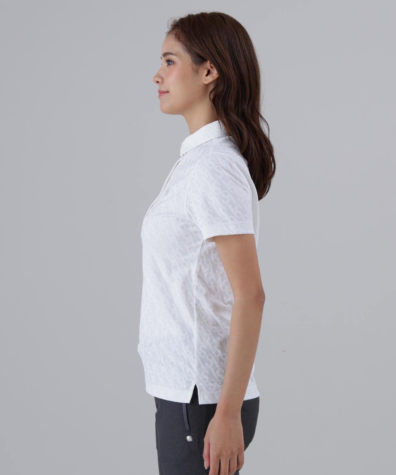 SAロゴジャガード無地半袖シャツ (WOMENS)