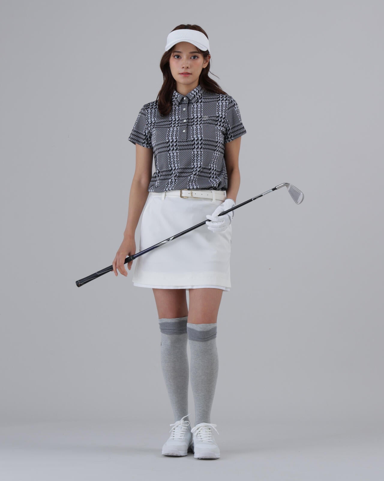 【吸水速乾】ホースビットチェックジャガード半袖シャツ (WOMENS)