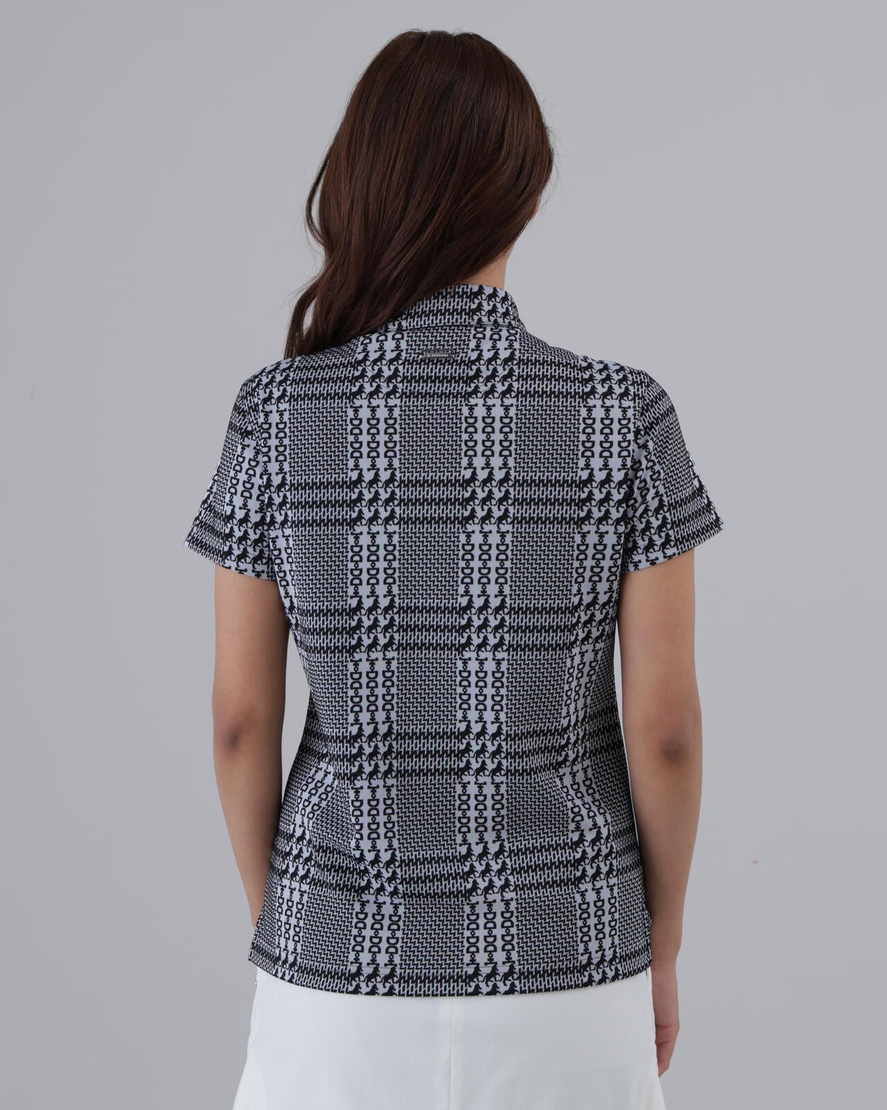 【吸水速乾】ホースビットチェックジャガード半袖シャツ (WOMENS)