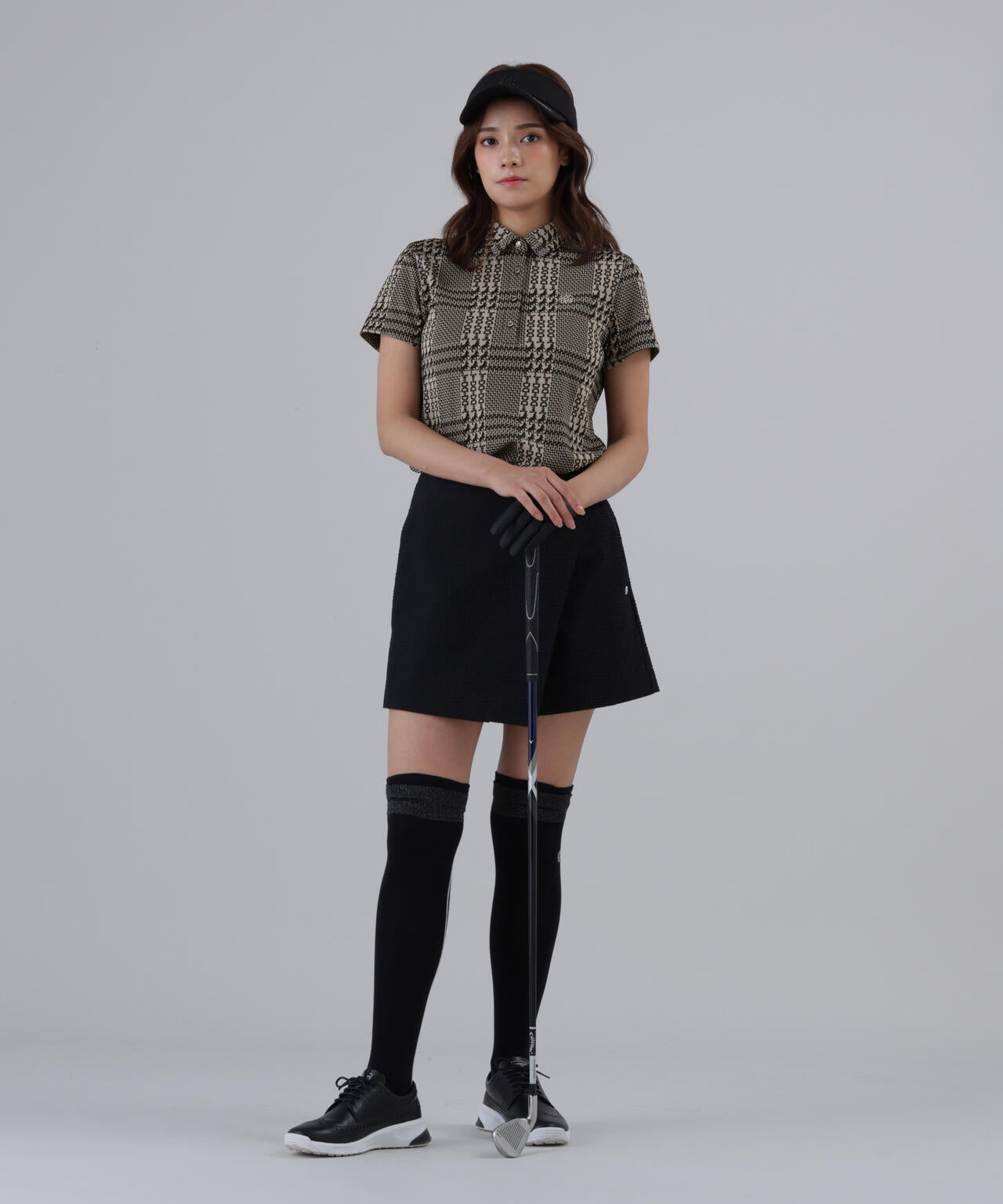 【吸水速乾】ホースビットチェックジャガード半袖シャツ (WOMENS)
