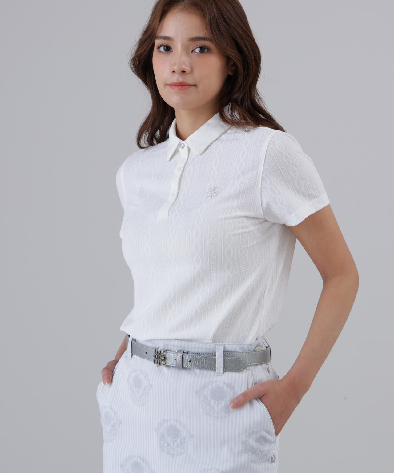 縄柄リンクス半袖シャツ (WOMENS)