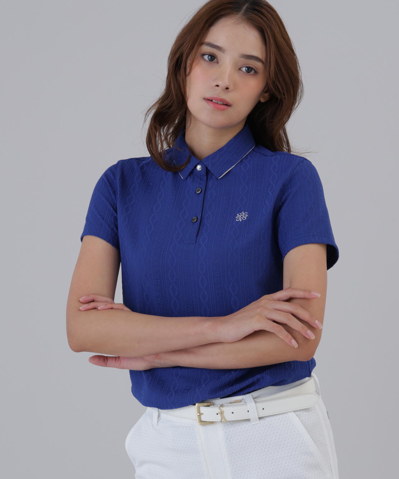 縄柄リンクス半袖シャツ (WOMENS)