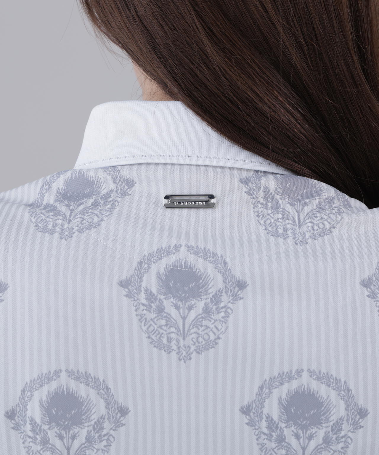 ロンドンストライプアザミジャガード半袖ポロシャツ (WOMENS)