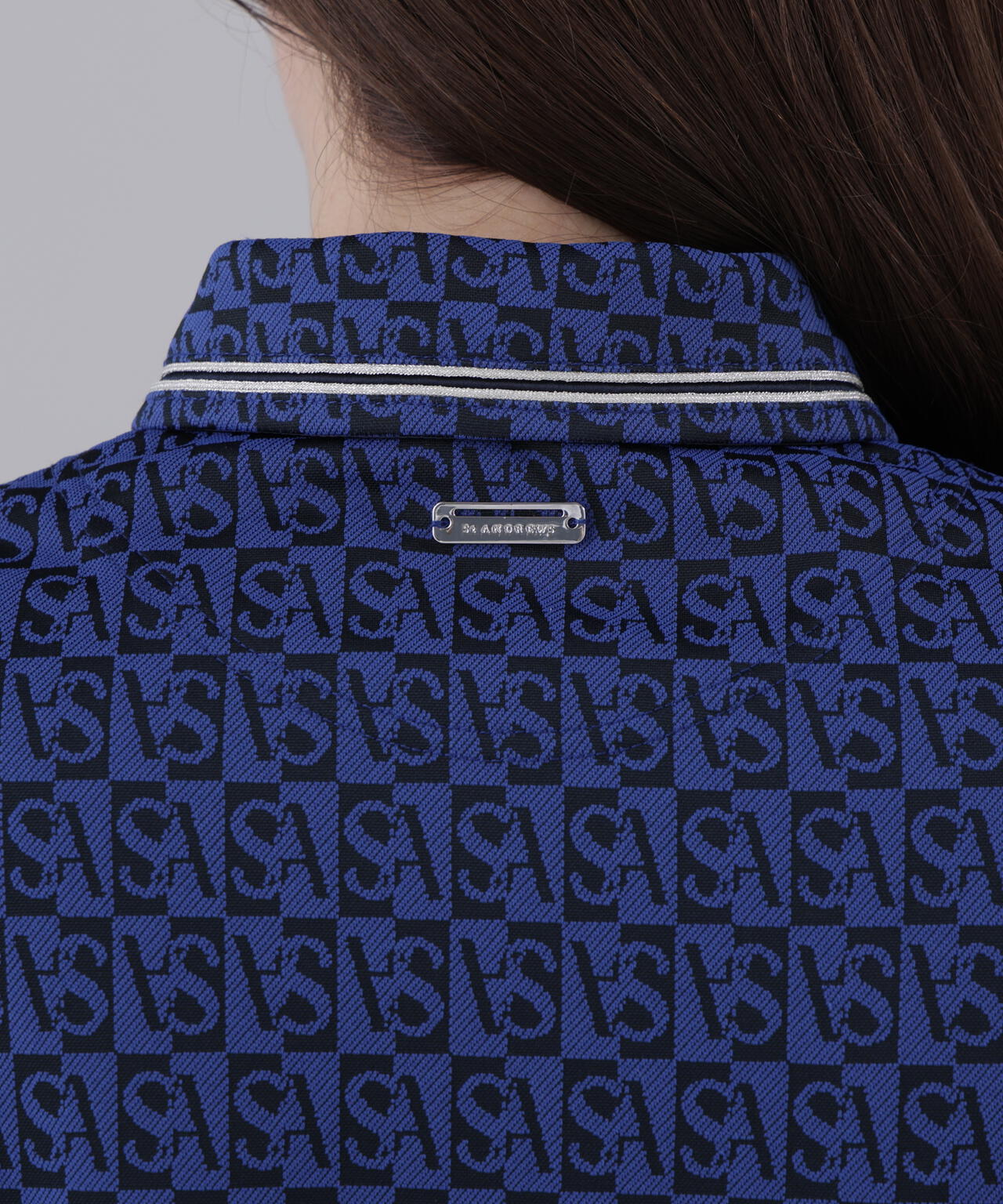 SAスクエアジャガード半袖シャツ (WOMENS)