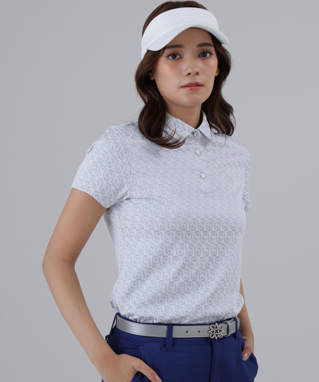 SAスクエアジャガード半袖シャツ (WOMENS)