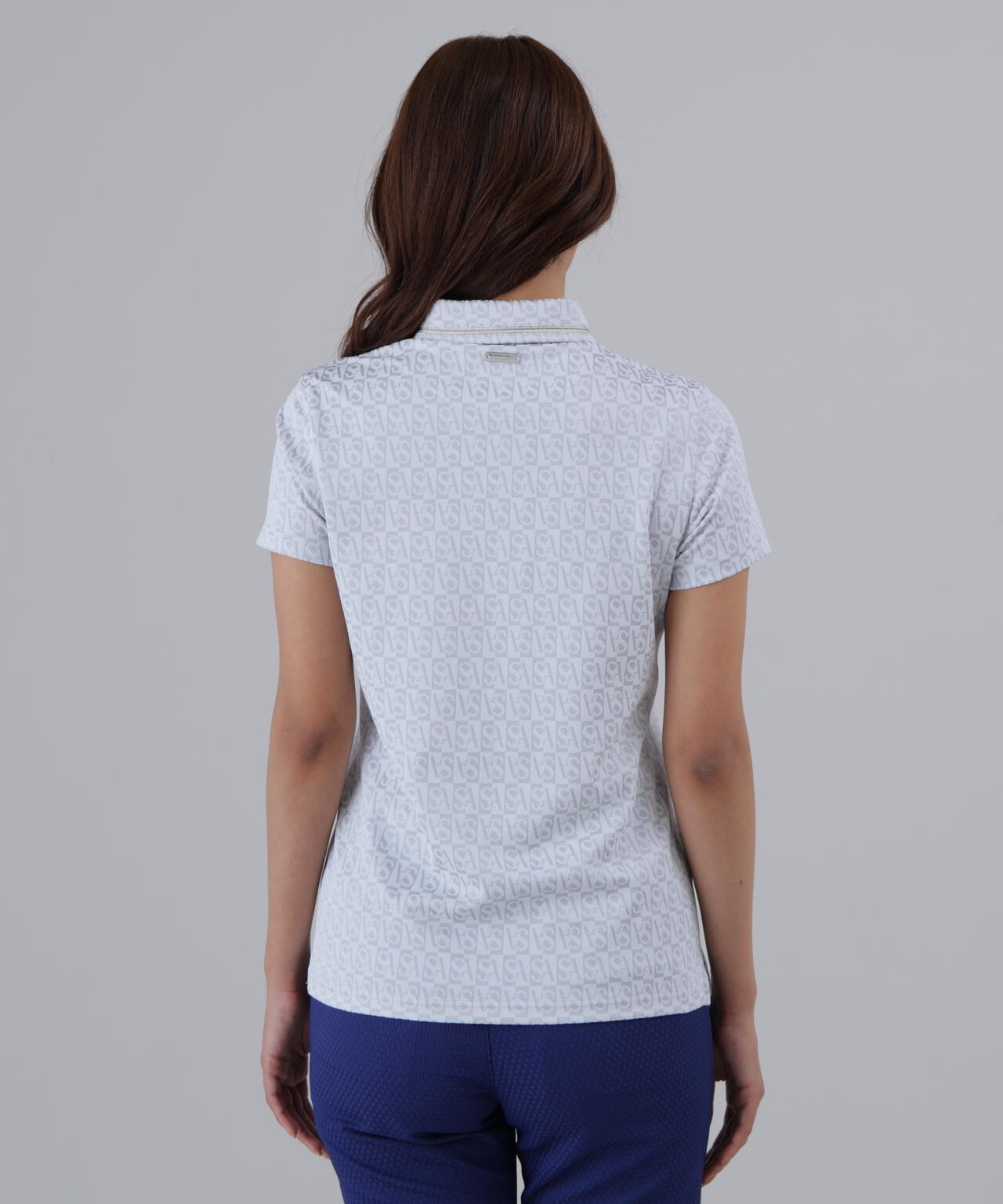 SAスクエアジャガード半袖シャツ (WOMENS)