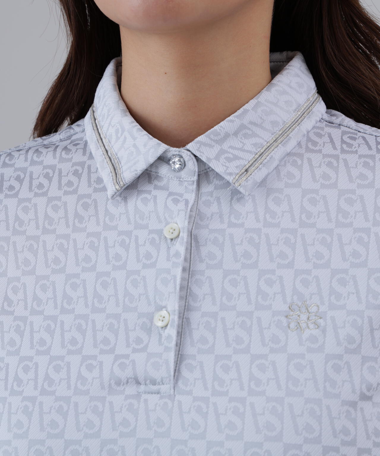 SAスクエアジャガード半袖シャツ (WOMENS)