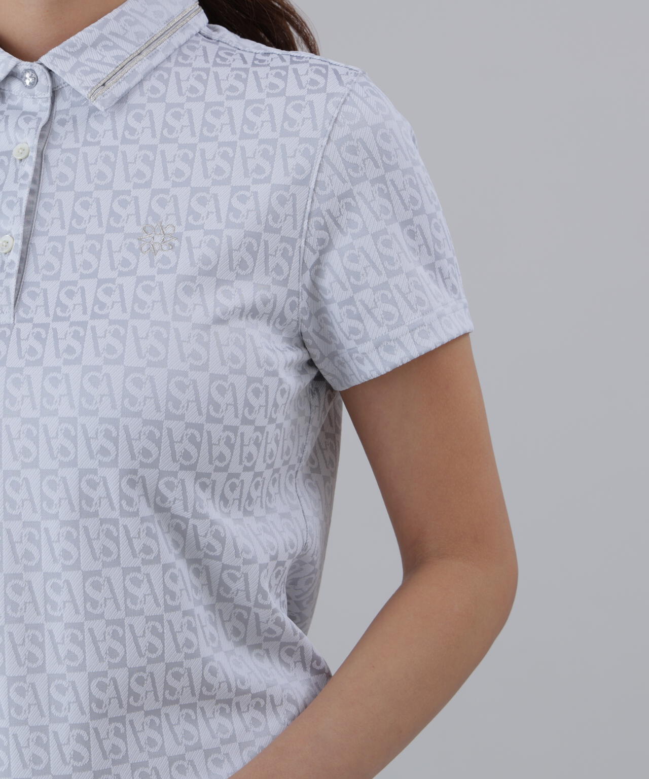 SAスクエアジャガード半袖シャツ (WOMENS)