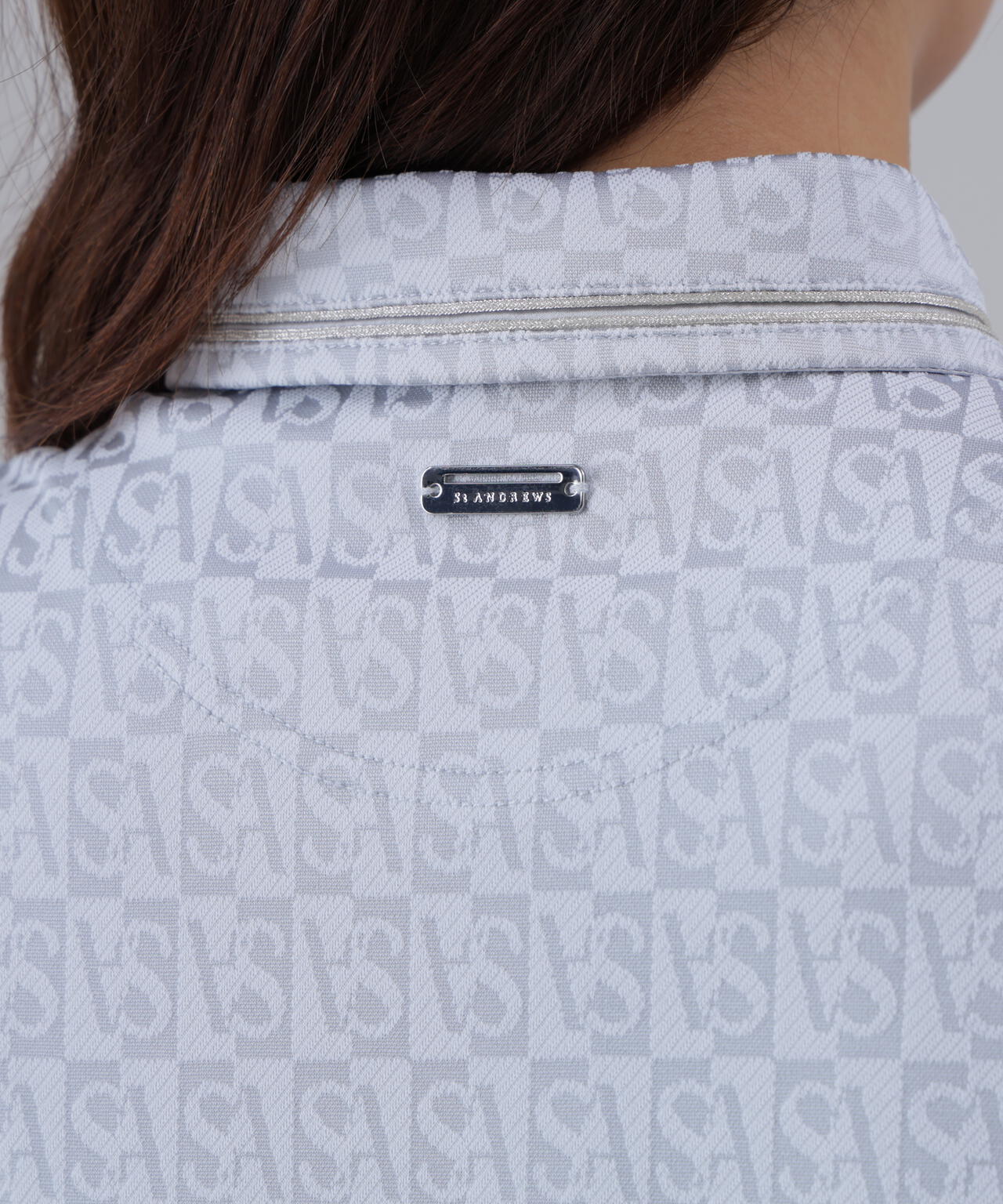 SAスクエアジャガード半袖シャツ (WOMENS)