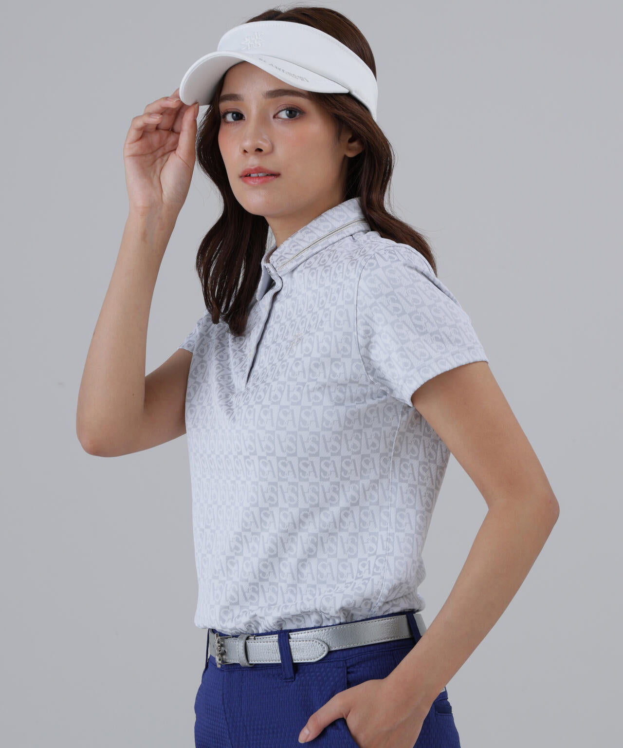 SAスクエアジャガード半袖シャツ (WOMENS)