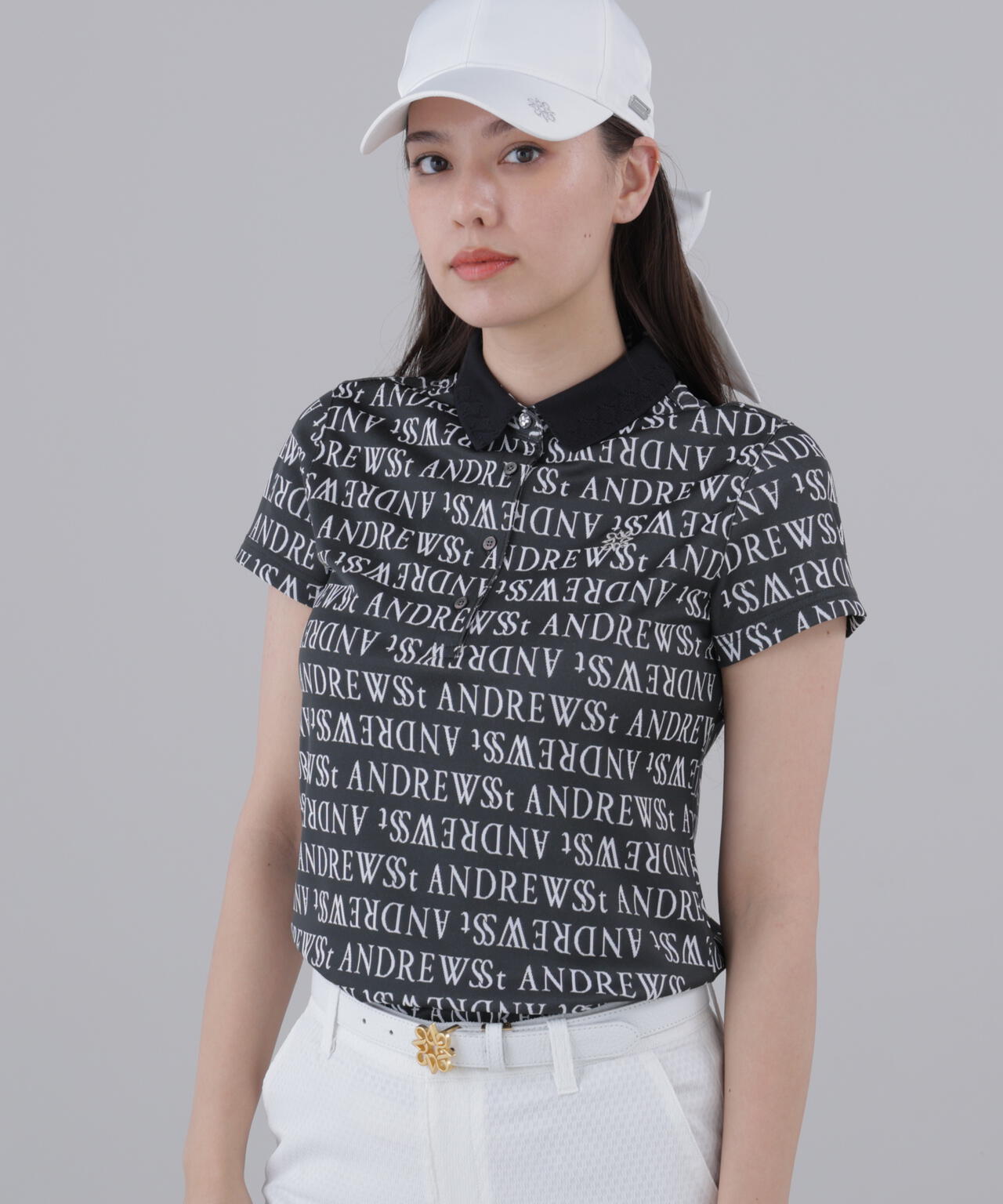 ダブルロゴジャガード半袖ポロシャツ (WOMENS)