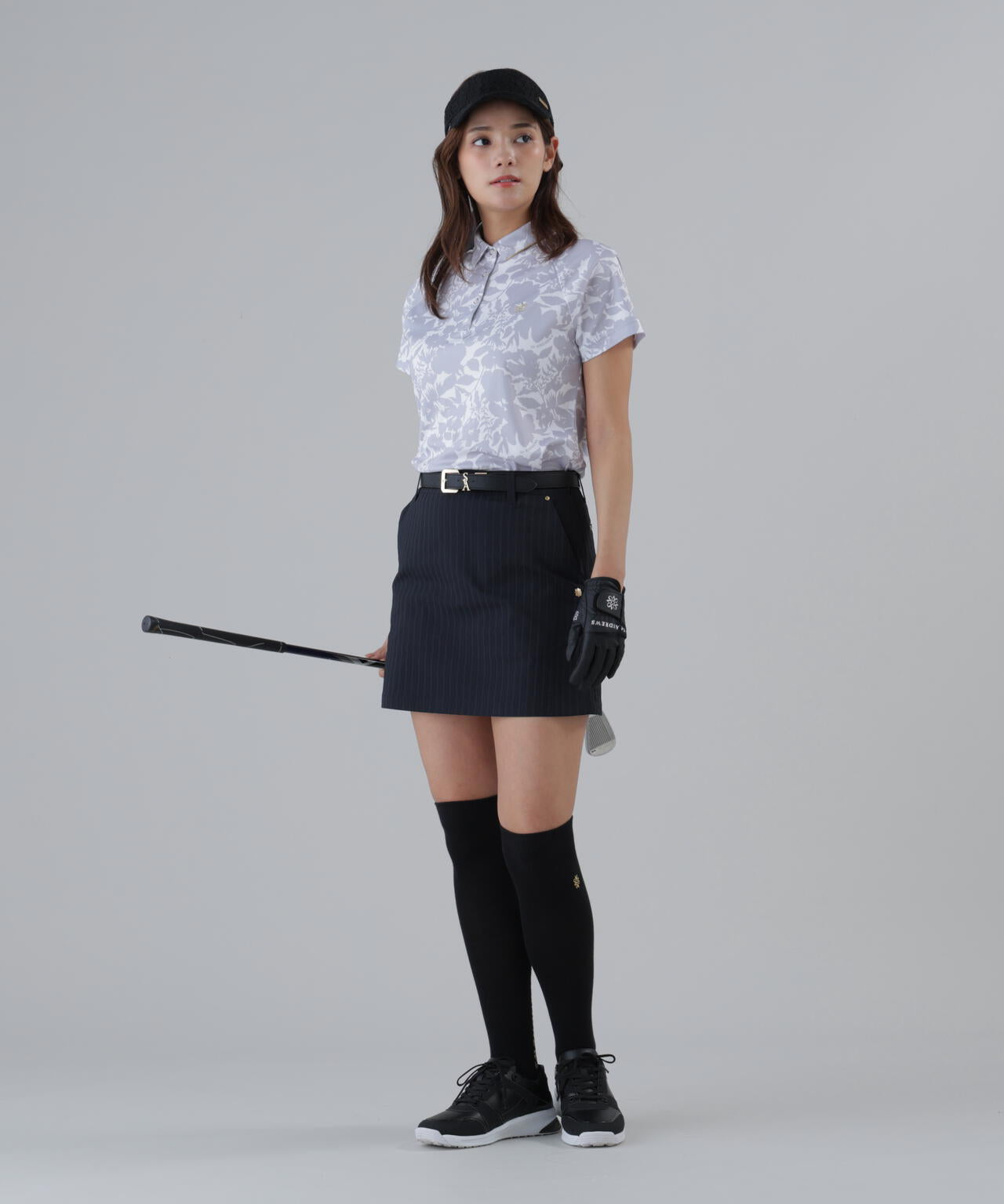 【吸水速乾】COOLMAXシャドーボタニカルプリント半袖ポロシャツ (WOMENS)