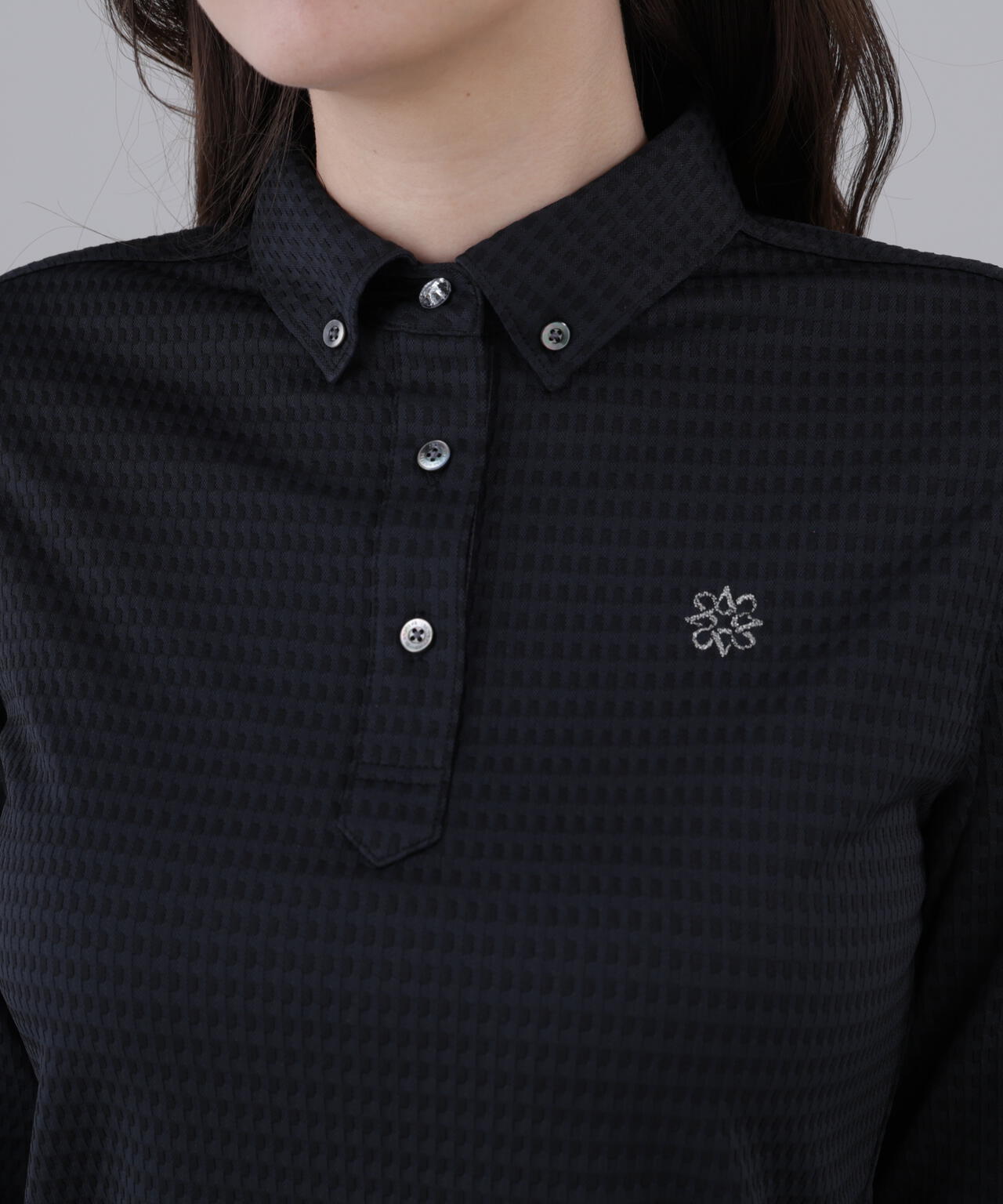 格子ジャガード長袖シャツ (WOMENS)