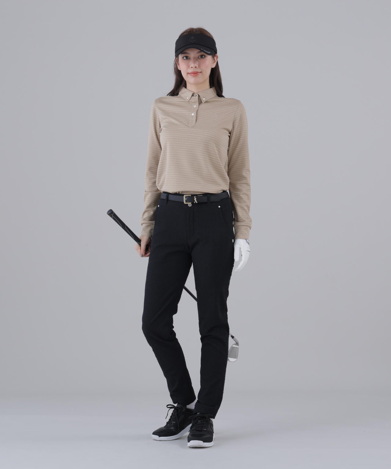 格子ジャガード長袖シャツ (WOMENS)
