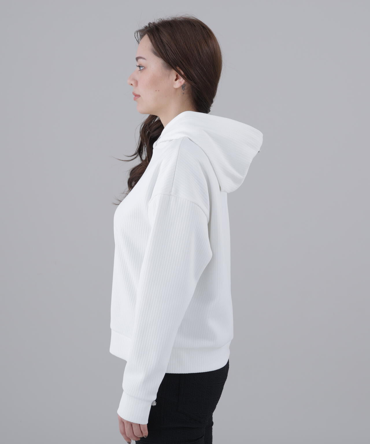 ダブル針抜きストライプフーディー (WOMENS)