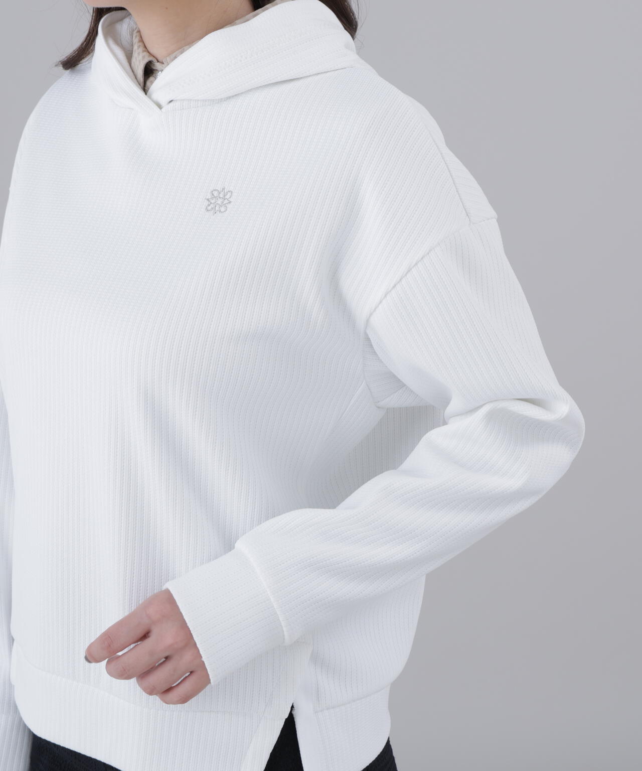 ダブル針抜きストライプフーディー (WOMENS)