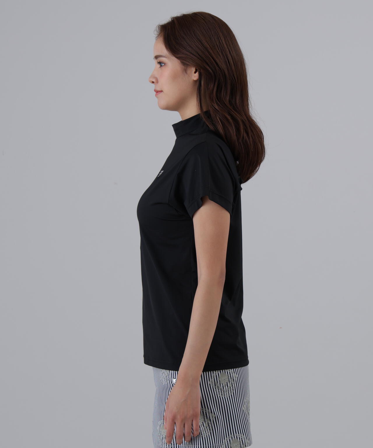 ポリエステルベア天竺ハイネックカットソー (WOMENS)