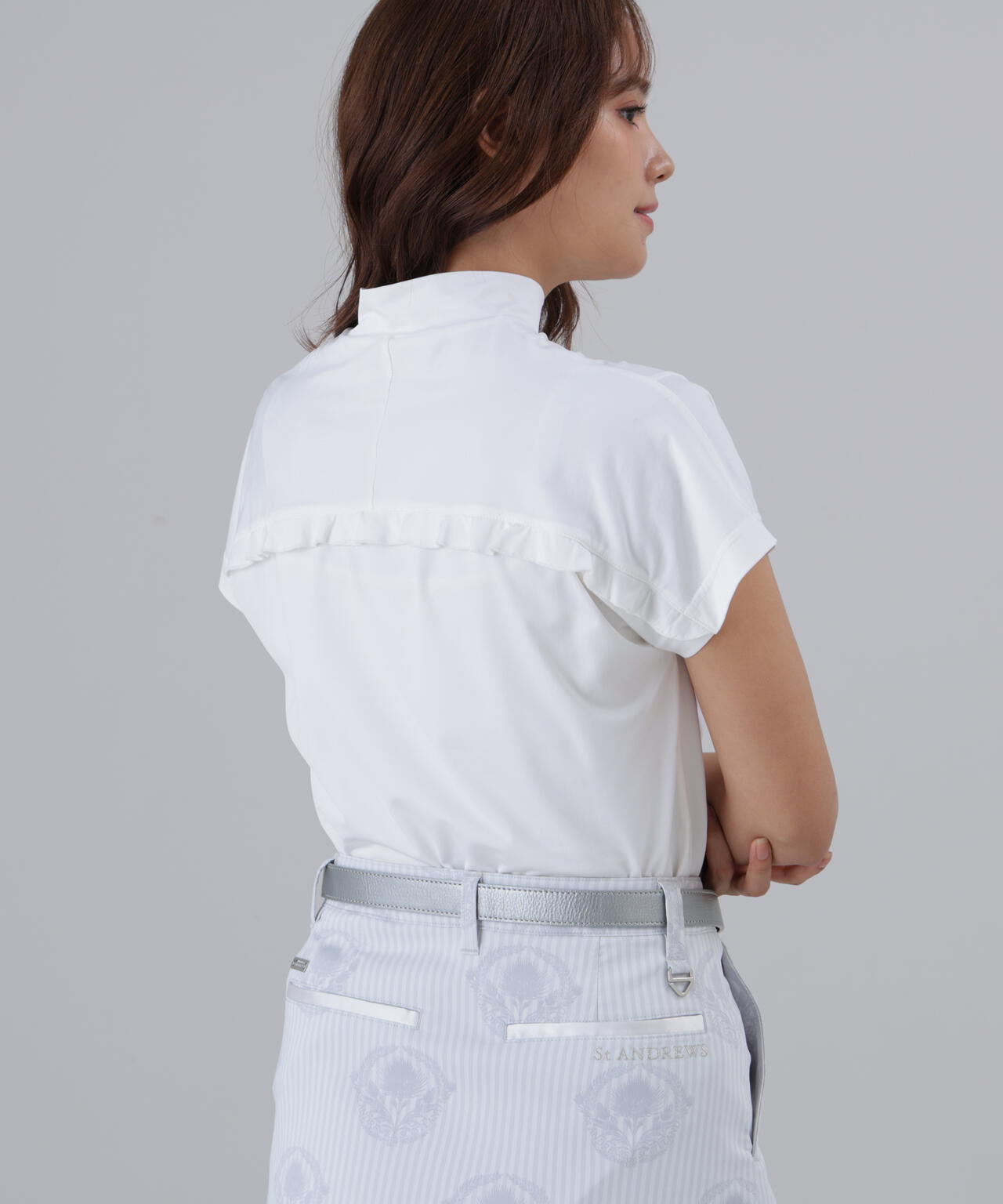 ポリエステルベア天竺ハイネックカットソー (WOMENS)