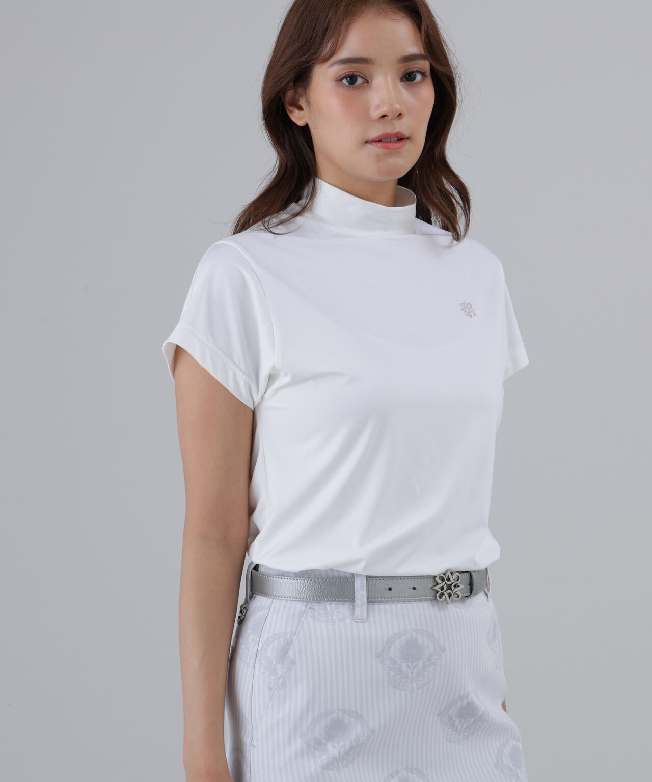 ポリエステルベア天竺ハイネックカットソー (WOMENS)