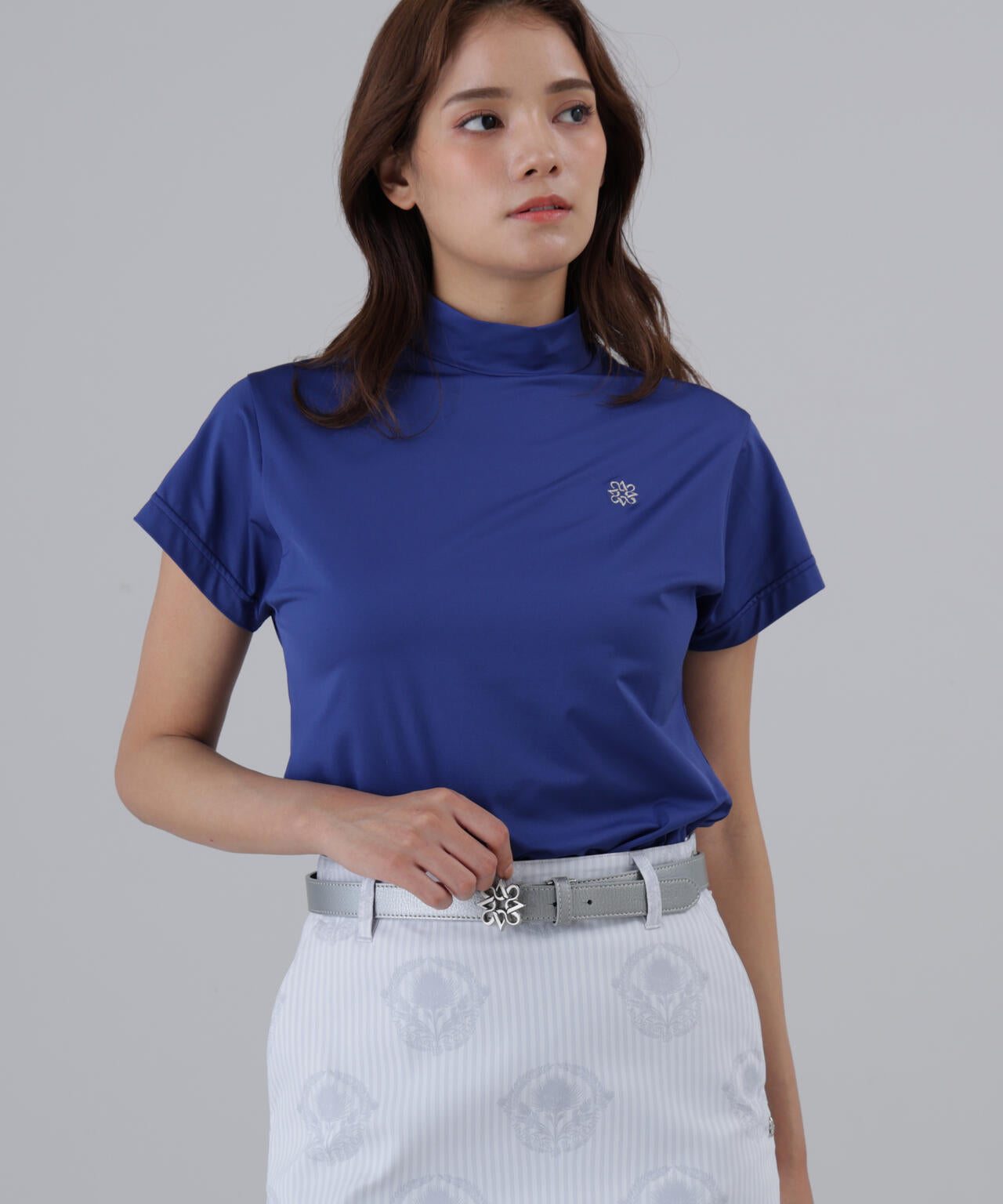 ポリエステルベア天竺ハイネックカットソー (WOMENS)