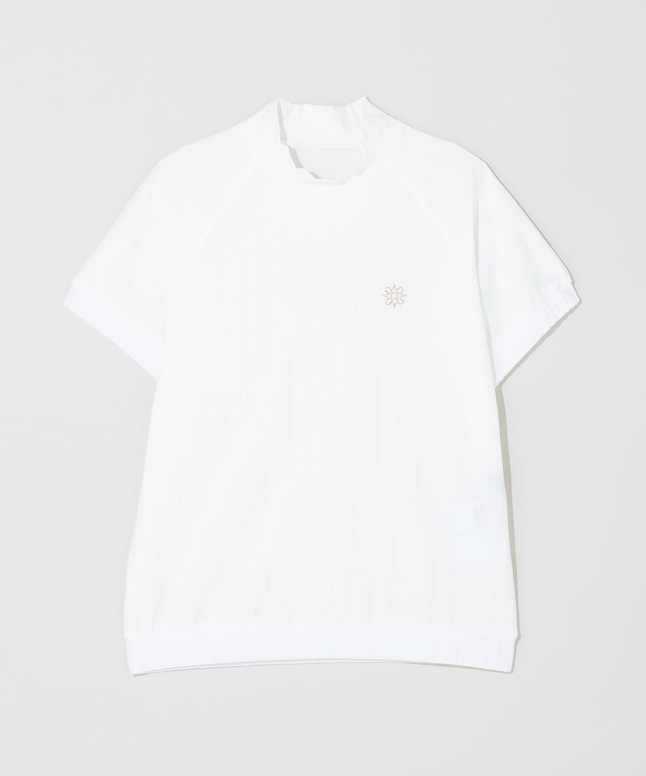【吸水速乾】サッカーストライプ半袖ハイネックカットソー (WOMENS)