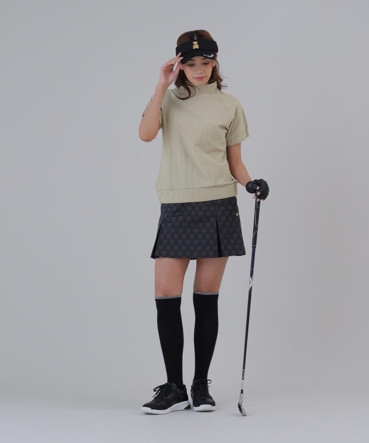 【吸水速乾】サッカーストライプ半袖ハイネックカットソー (WOMENS)