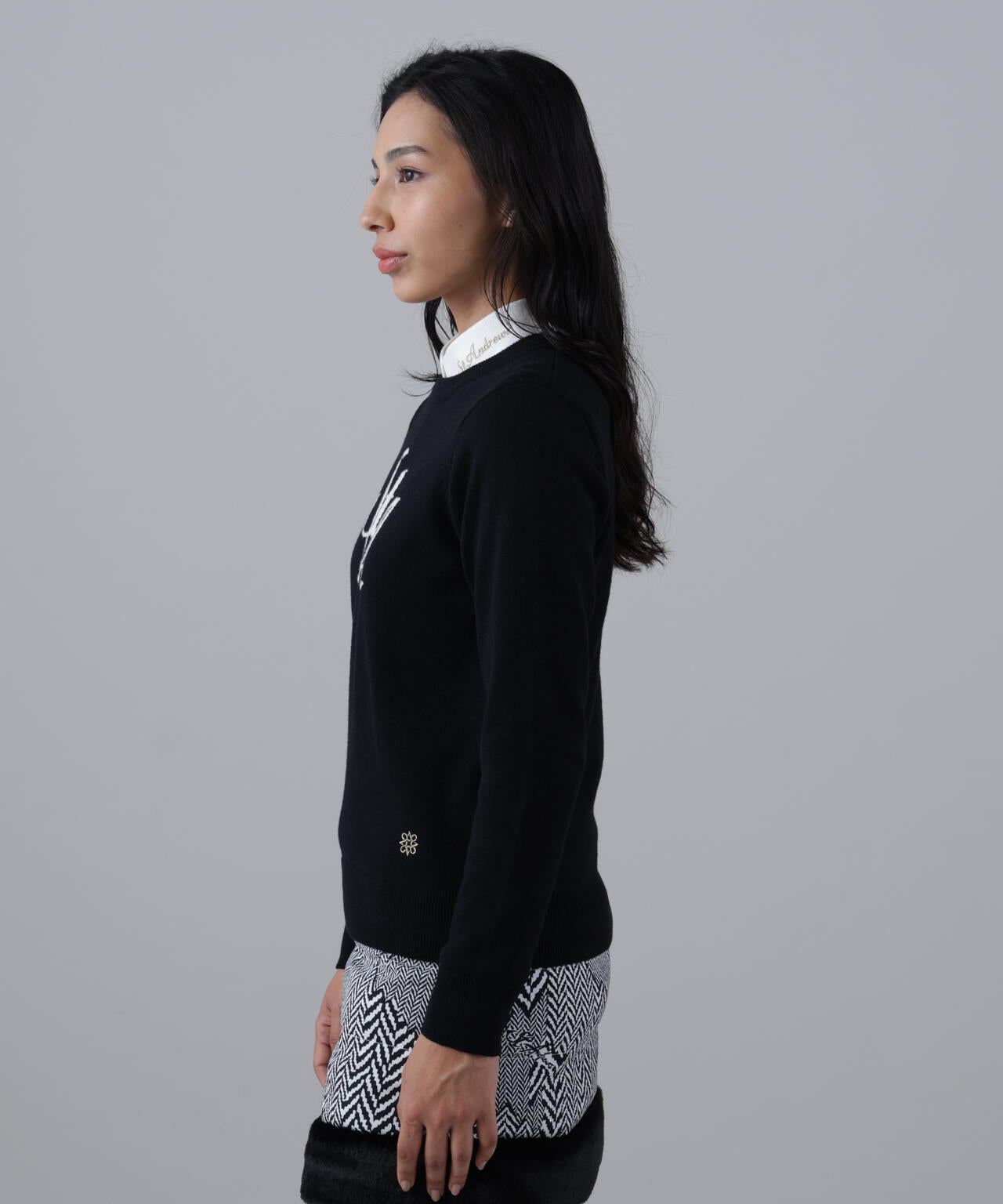 12GSTAインターシャクルーネックニットプルオーバー (WOMENS)