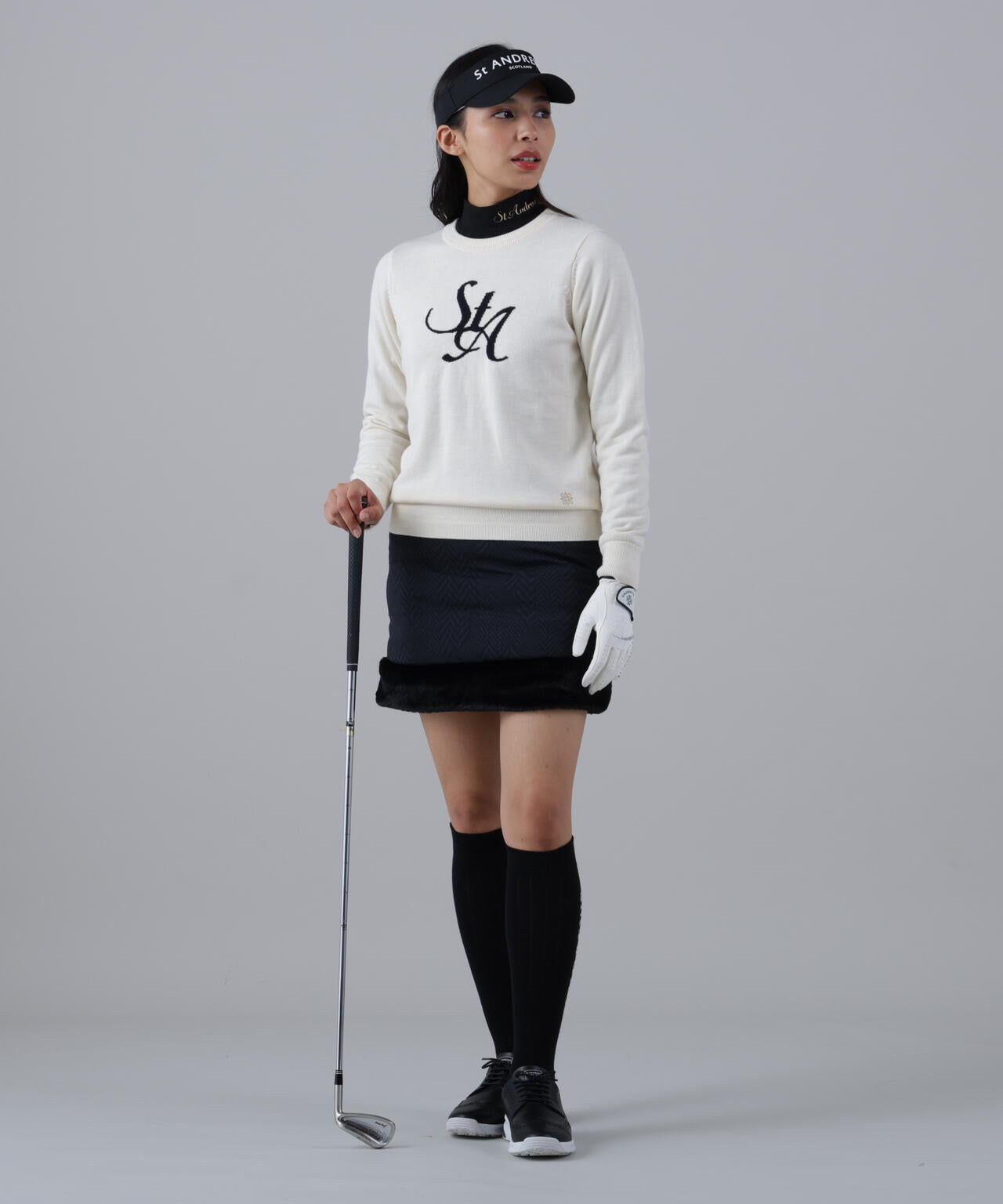 12GSTAインターシャクルーネックニットプルオーバー (WOMENS)