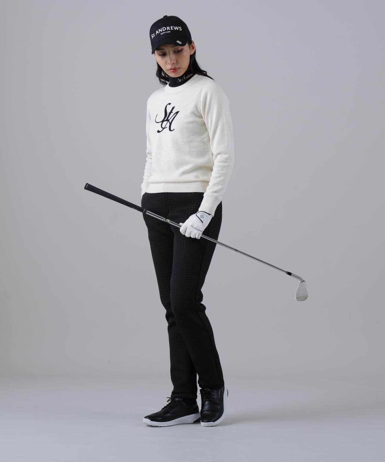 12GSTAインターシャクルーネックニットプルオーバー (WOMENS)