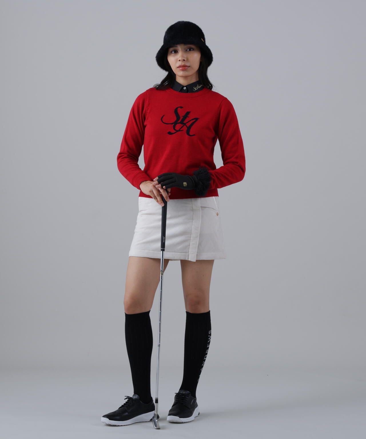 12GSTAインターシャクルーネックニットプルオーバー (WOMENS)