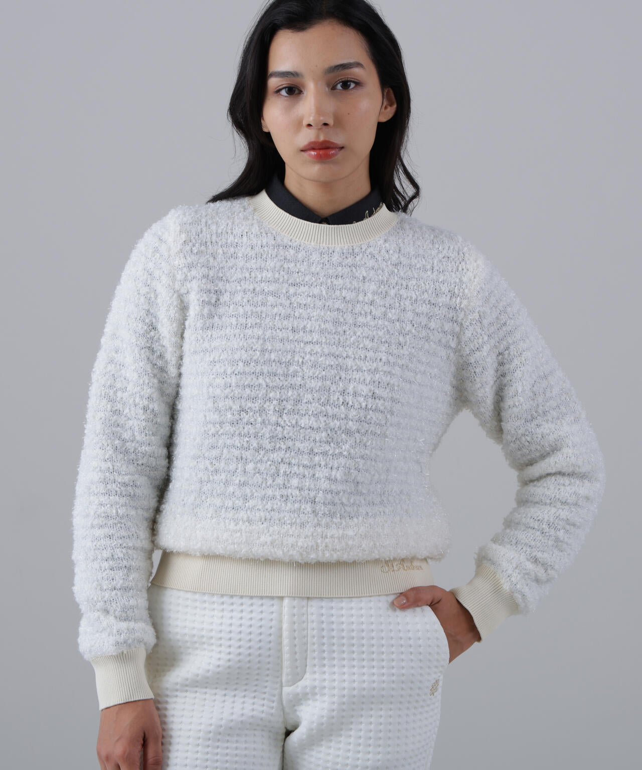 ファンシークルーネックニットプルオーバー (WOMENS)