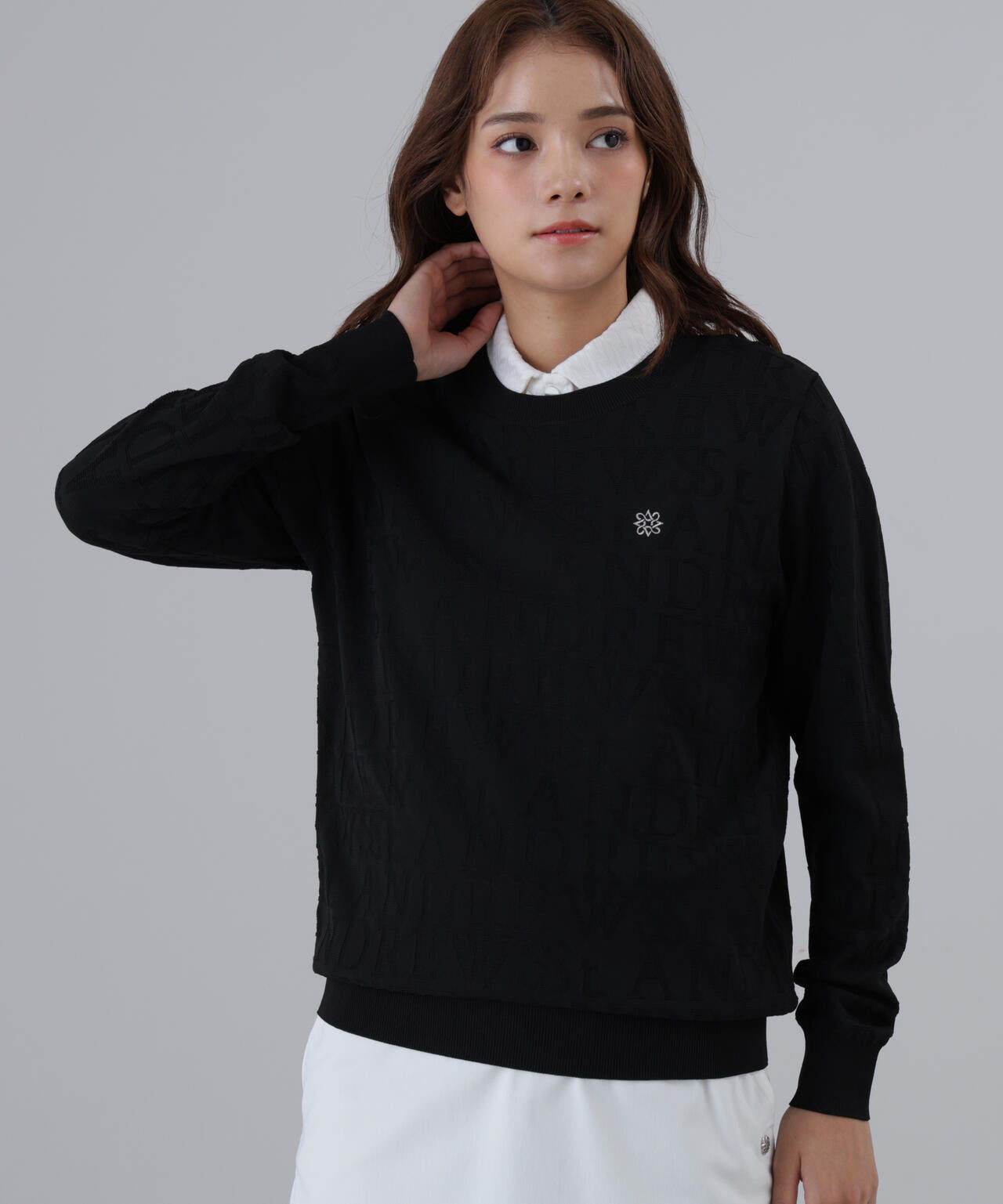 ダブルロゴジャガードクルーネックニットプルオーバー (WOMENS)