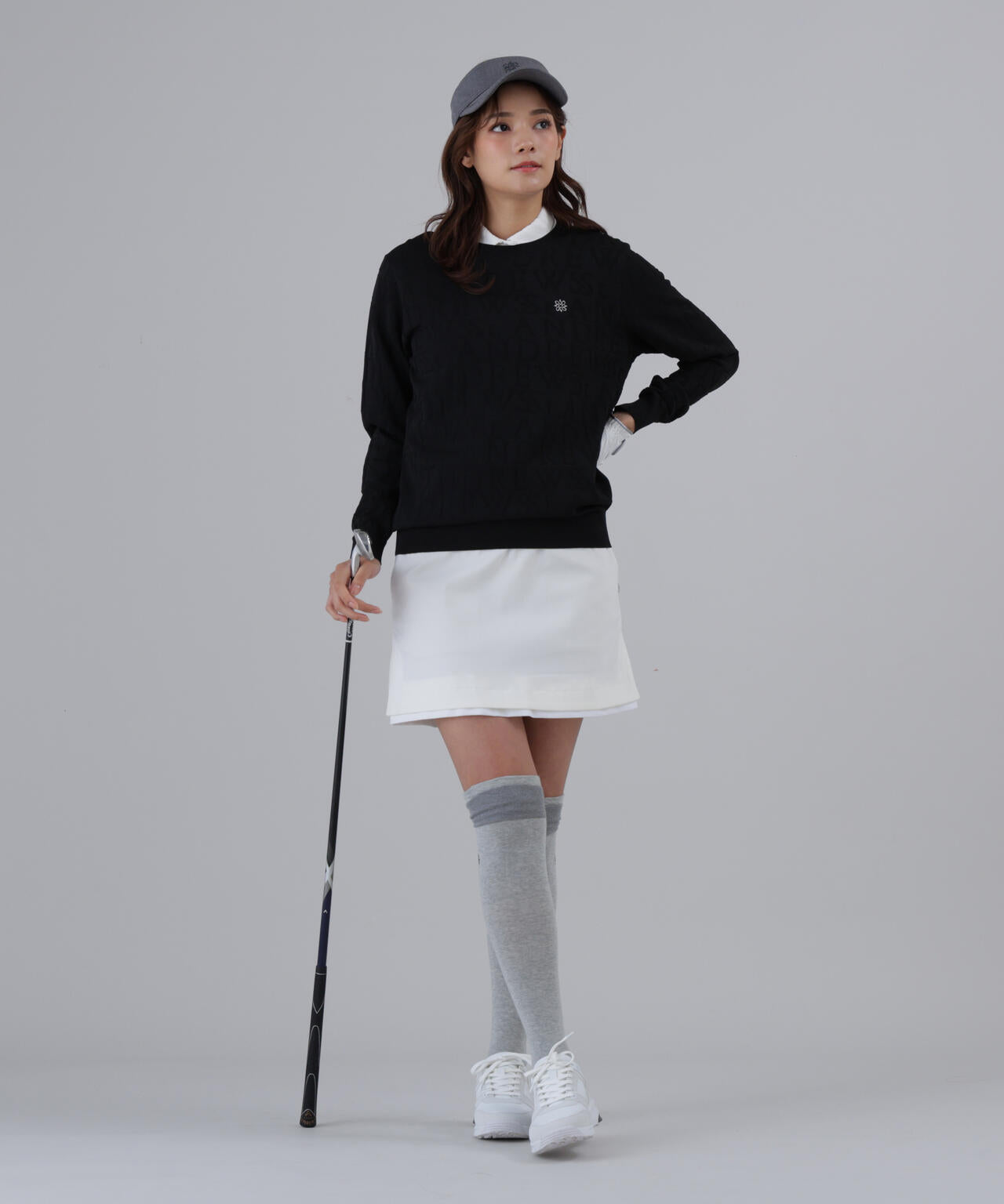 ダブルロゴジャガードクルーネックニットプルオーバー (WOMENS)