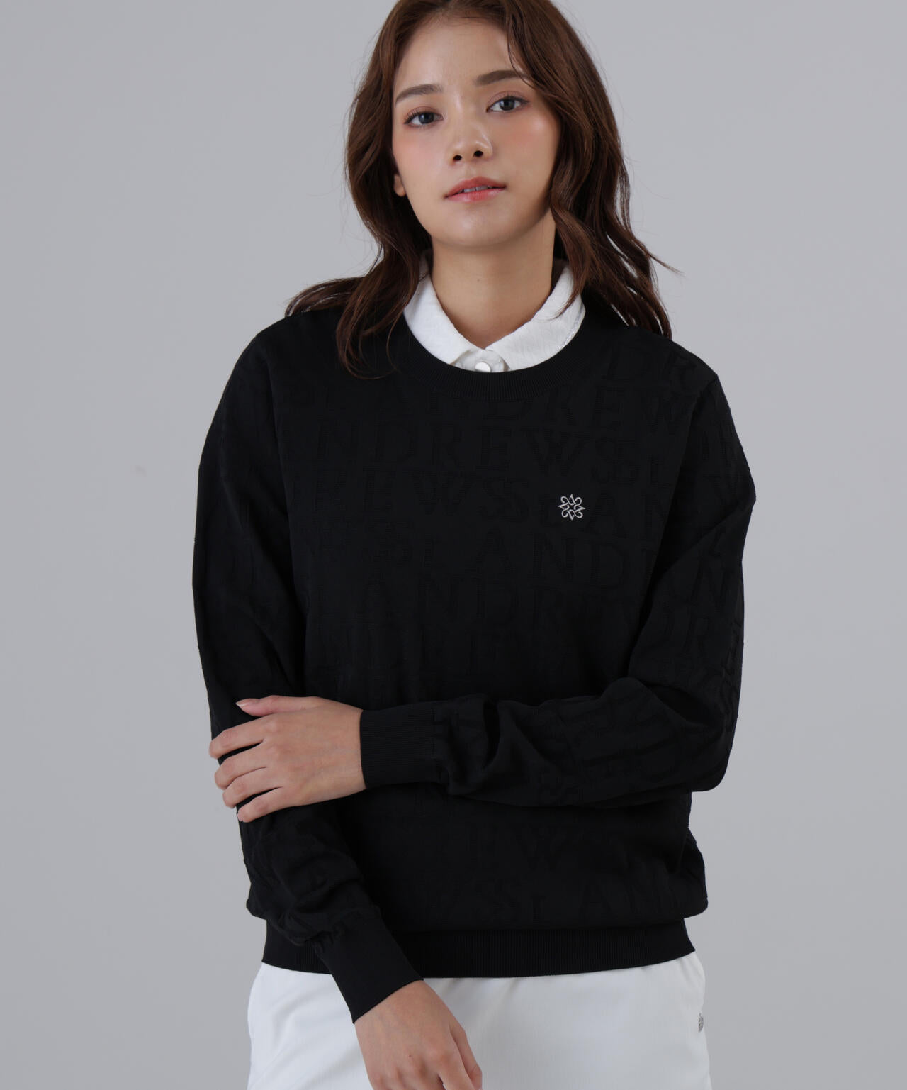 ダブルロゴジャガードクルーネックニットプルオーバー (WOMENS)