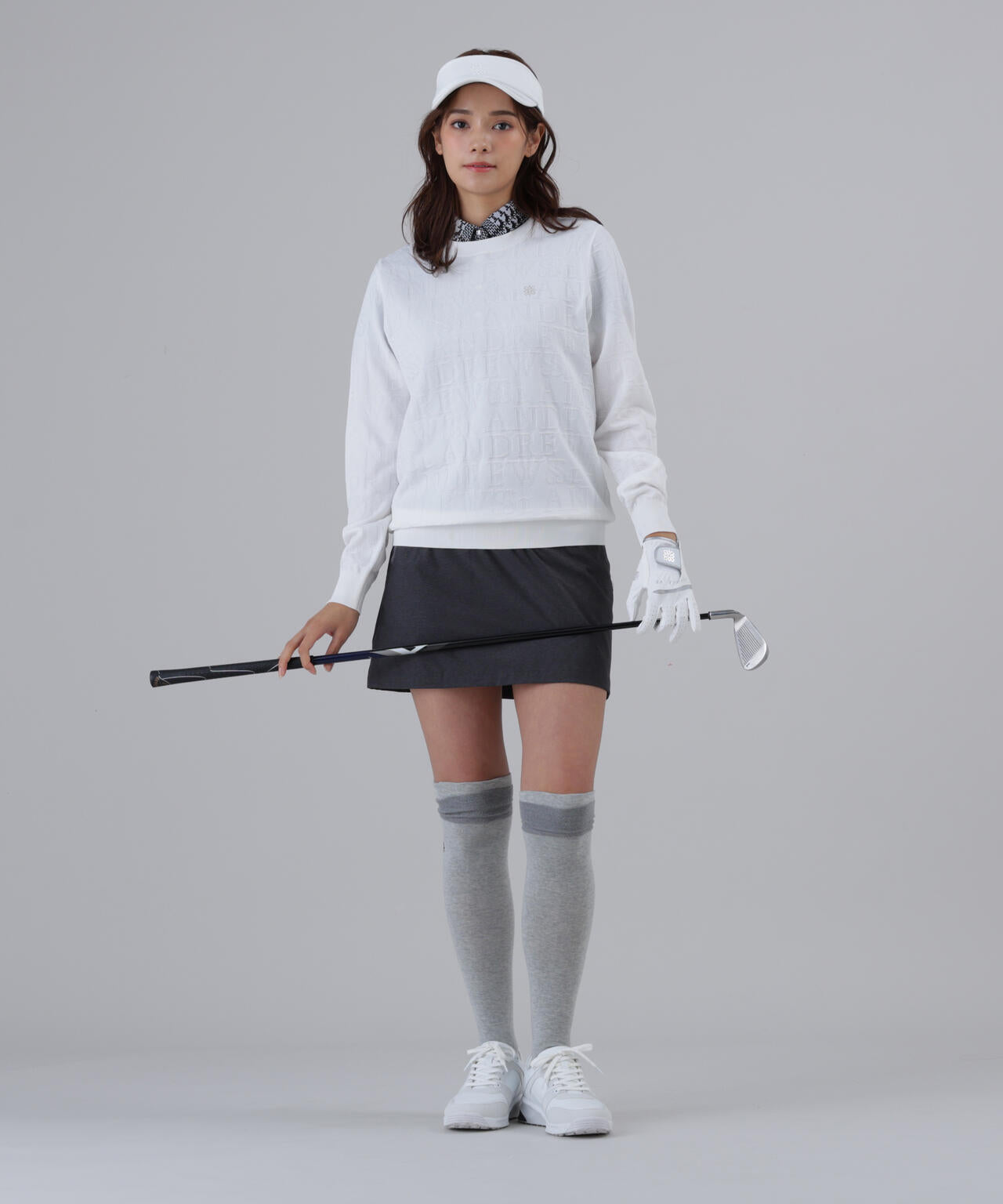 ダブルロゴジャガードクルーネックニットプルオーバー (WOMENS)