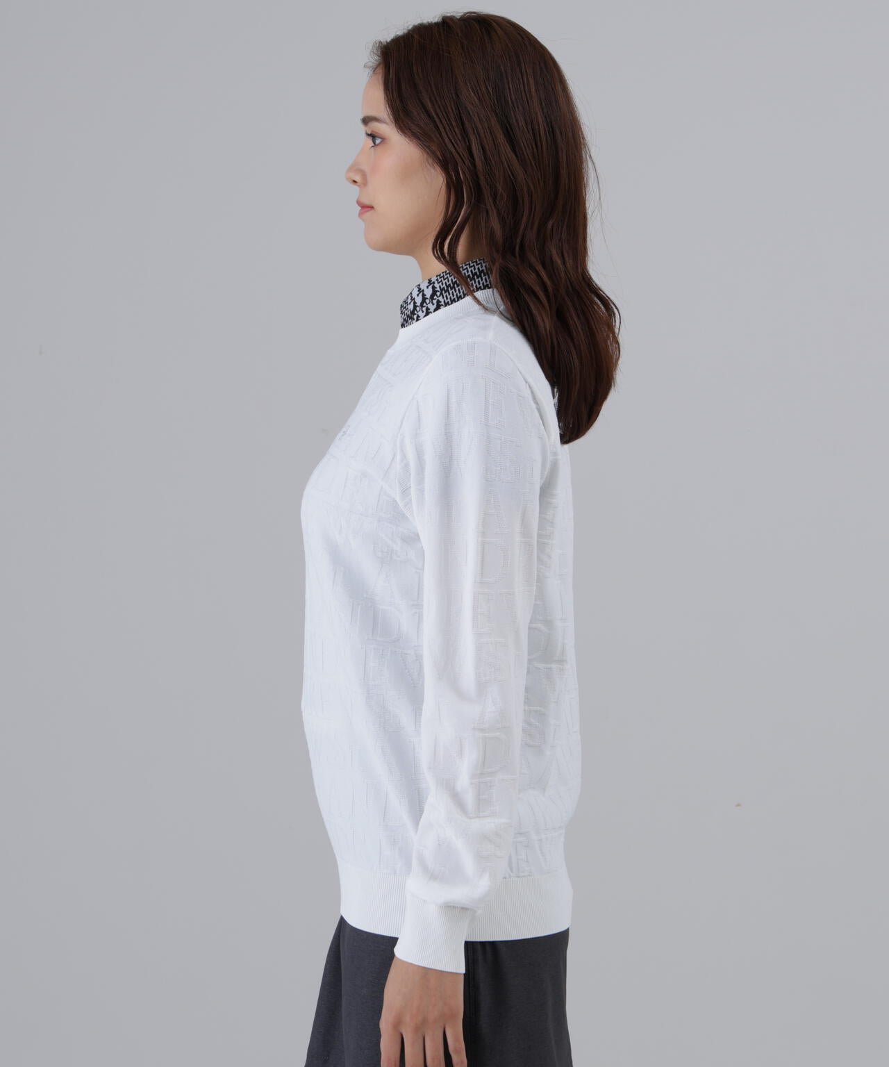 ダブルロゴジャガードクルーネックニットプルオーバー (WOMENS)