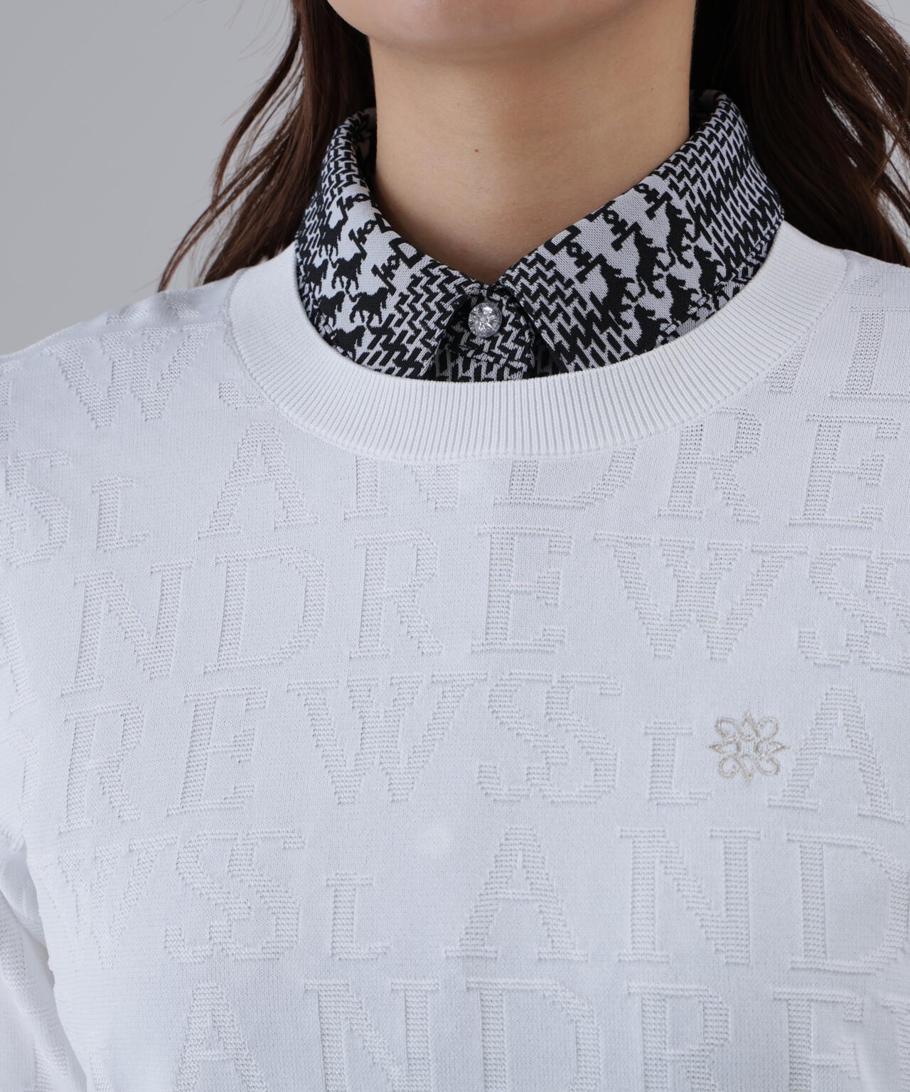 ダブルロゴジャガードクルーネックニットプルオーバー (WOMENS)