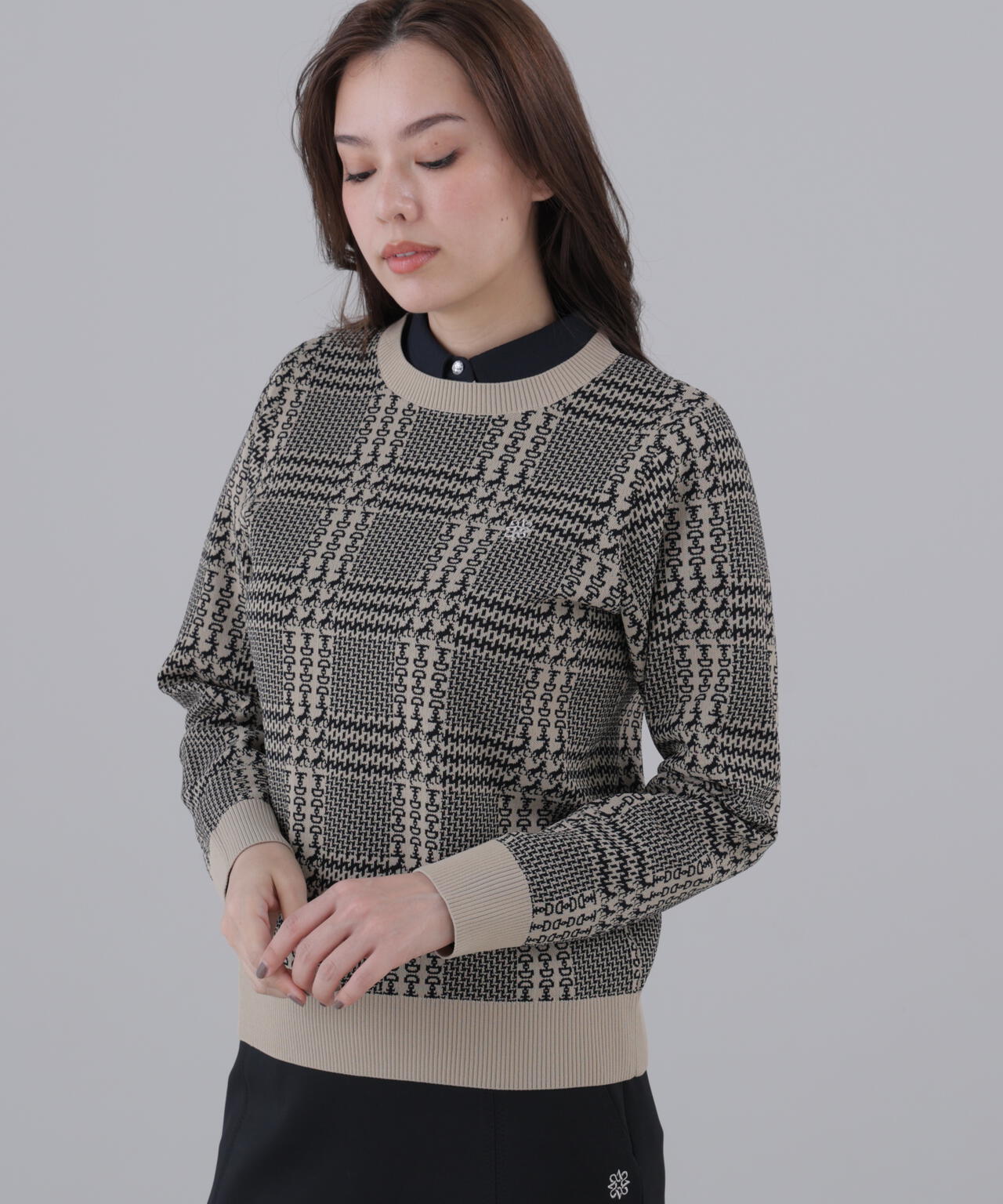 14Gホースビットチェックジャガードプルオーバーニット (WOMENS)