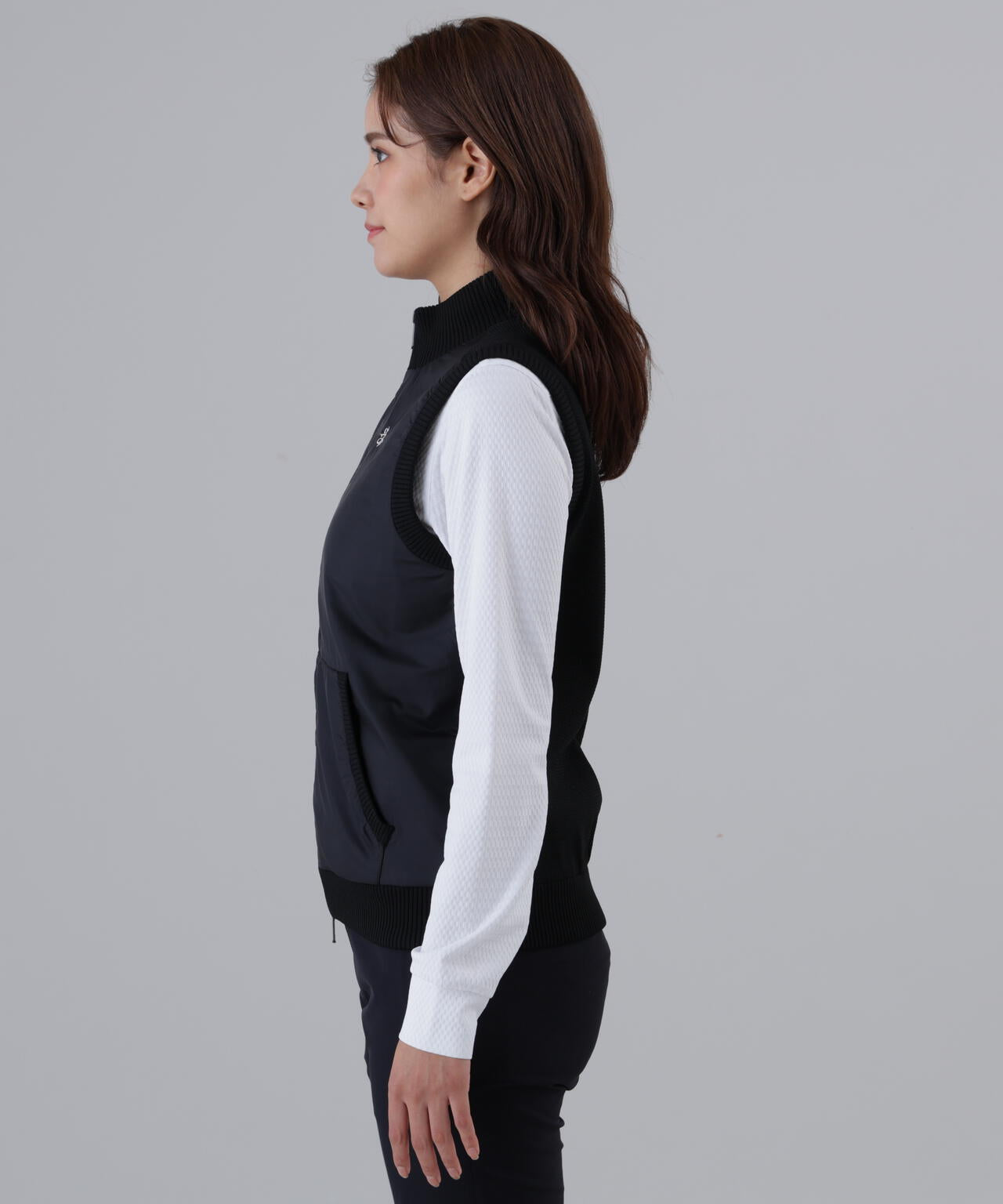 タフタ×ニットジップアップベスト (WOMENS)