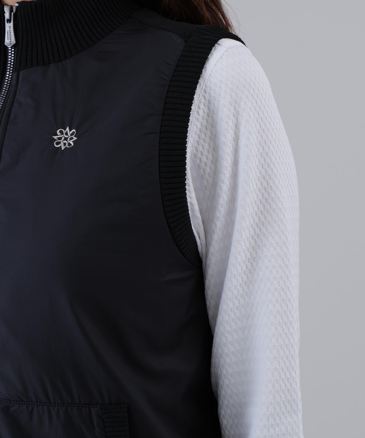 タフタ×ニットジップアップベスト (WOMENS)