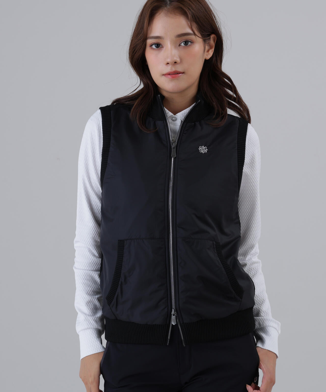 タフタ×ニットジップアップベスト (WOMENS)