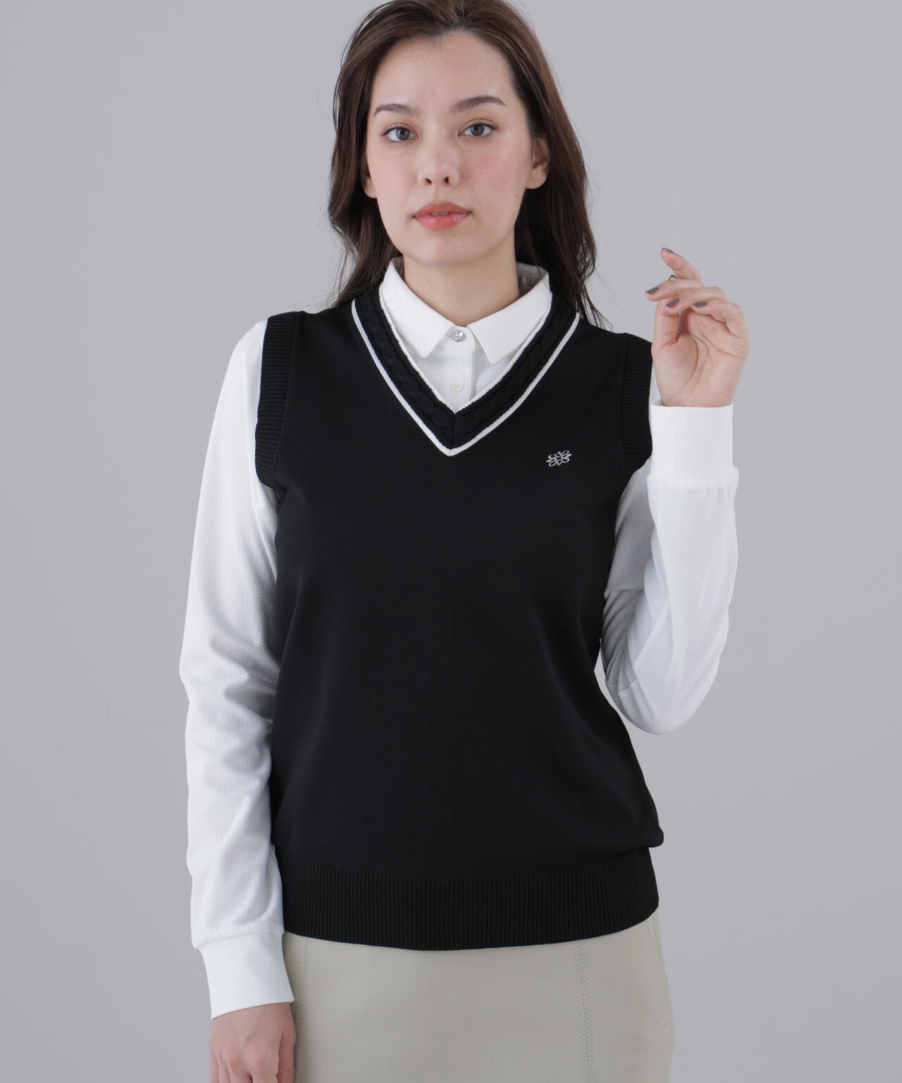 12G天竺Vネックニットベスト (WOMENS)