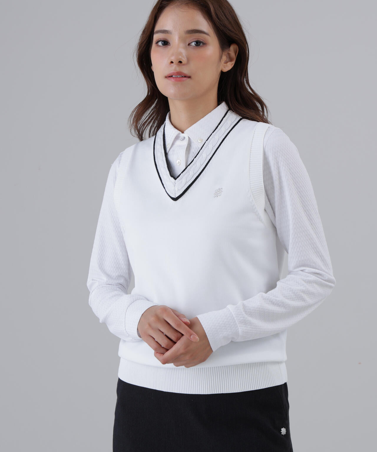 12G天竺Vネックニットベスト (WOMENS)