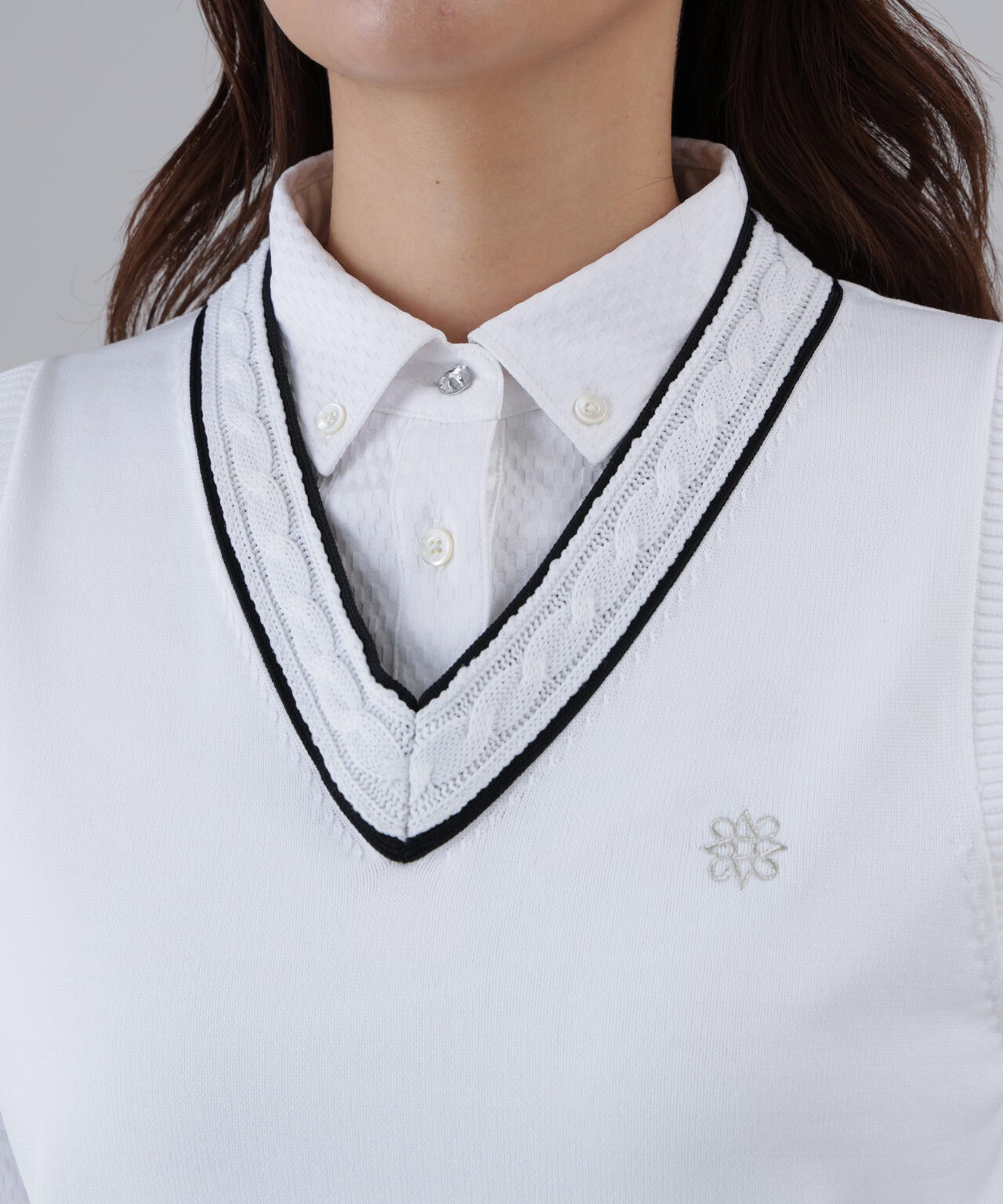 12G天竺Vネックニットベスト (WOMENS)