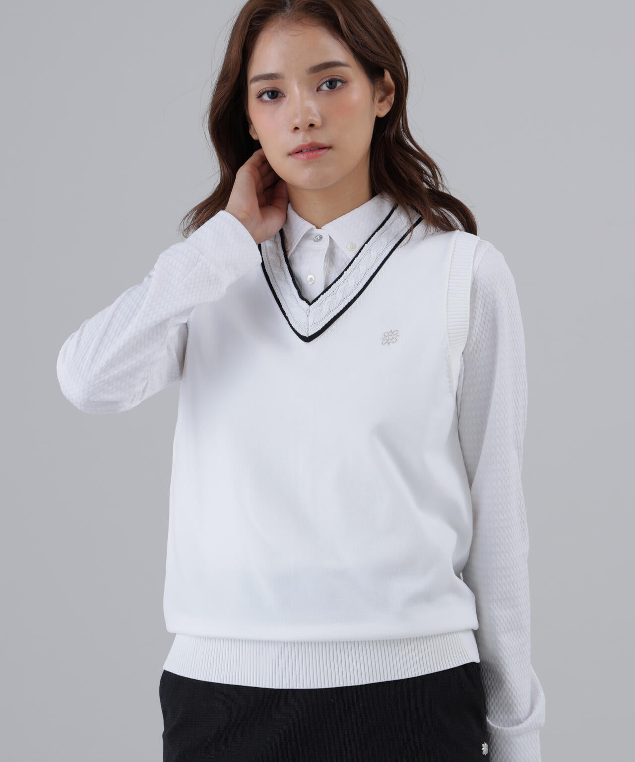 12G天竺Vネックニットベスト (WOMENS)