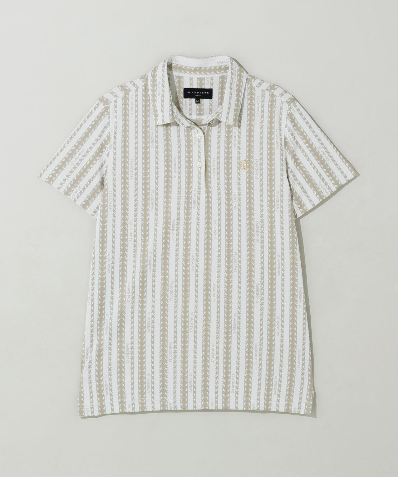 縄ストライプジャガード半袖シャツ (WOMENS)