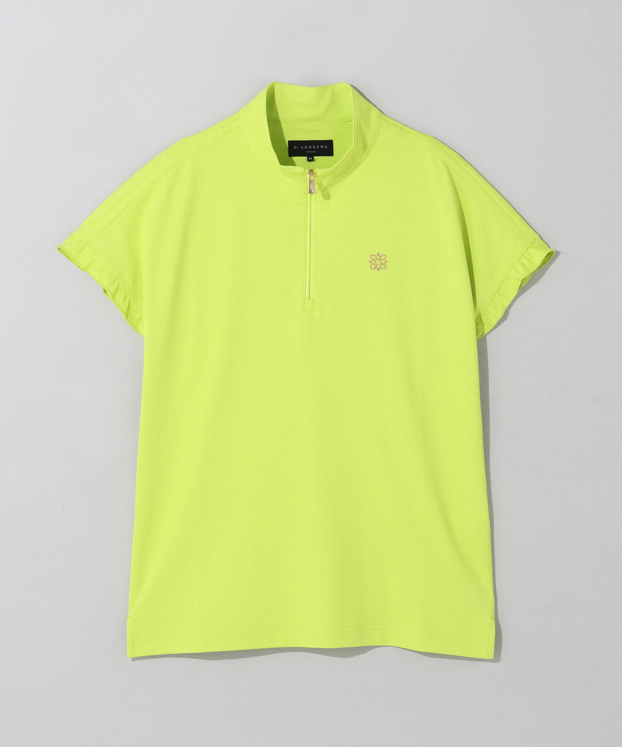 【吸水速乾】【UVカット】ボックスベアメッシュ半袖ジップアップハイネックカットソー (WOMENS)