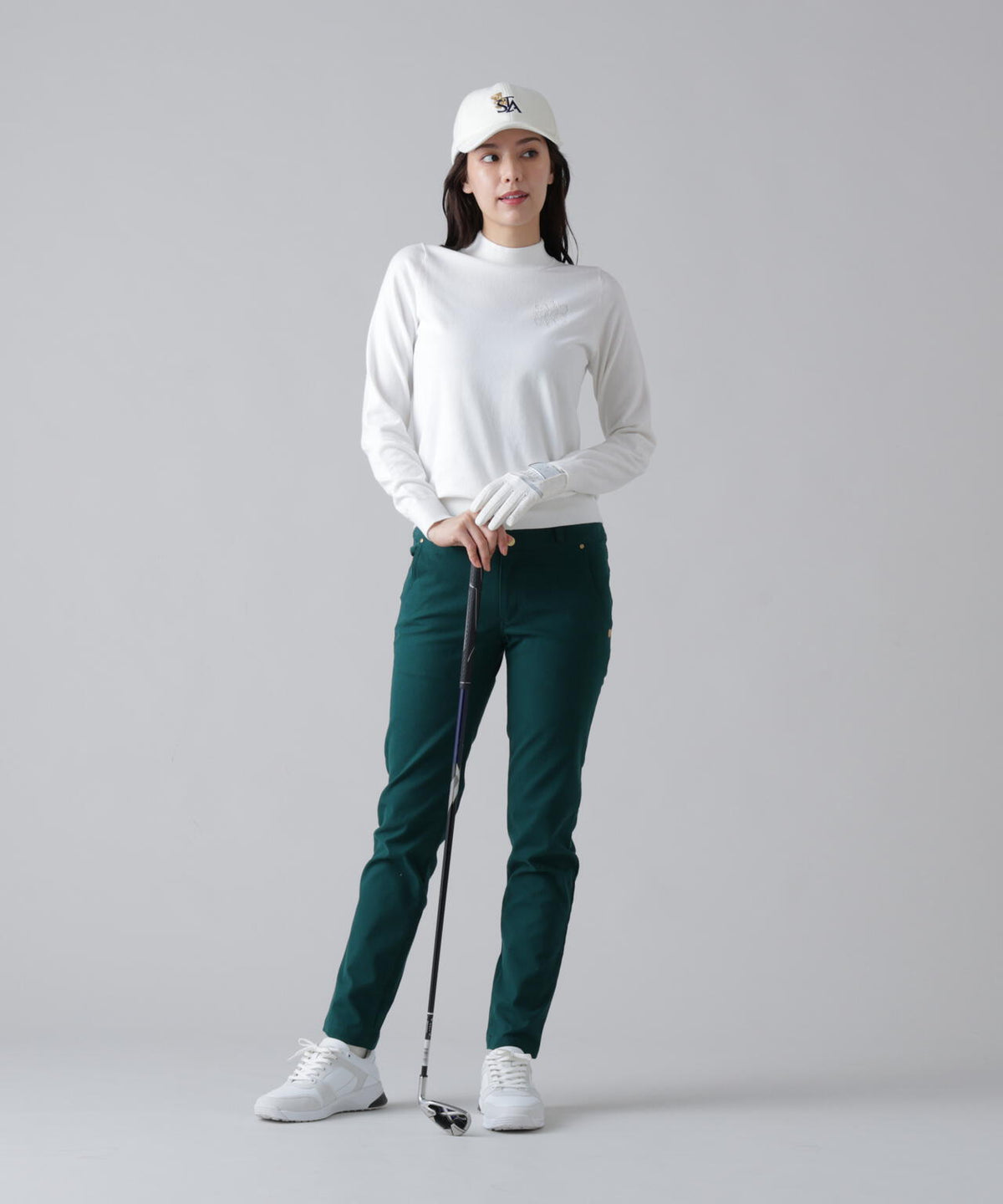 カシミヤタッチ天竺モックネックニットプルオーバー (WOMENS)